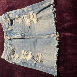 American Eagle Outfitters Distressed Denim Skirt - Light Blue
